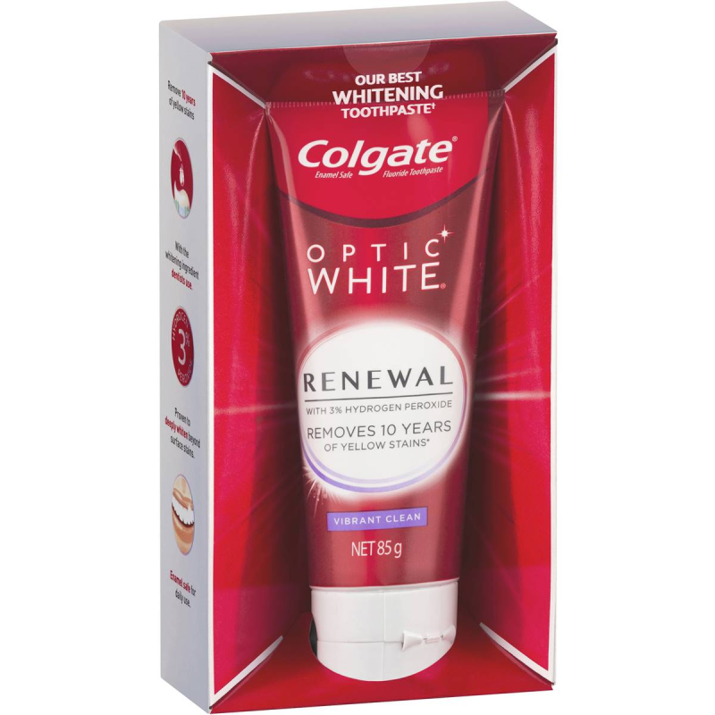 Colgate Optic White Renewal Vibrant Clean Teeth Whitening Toothpaste 85g