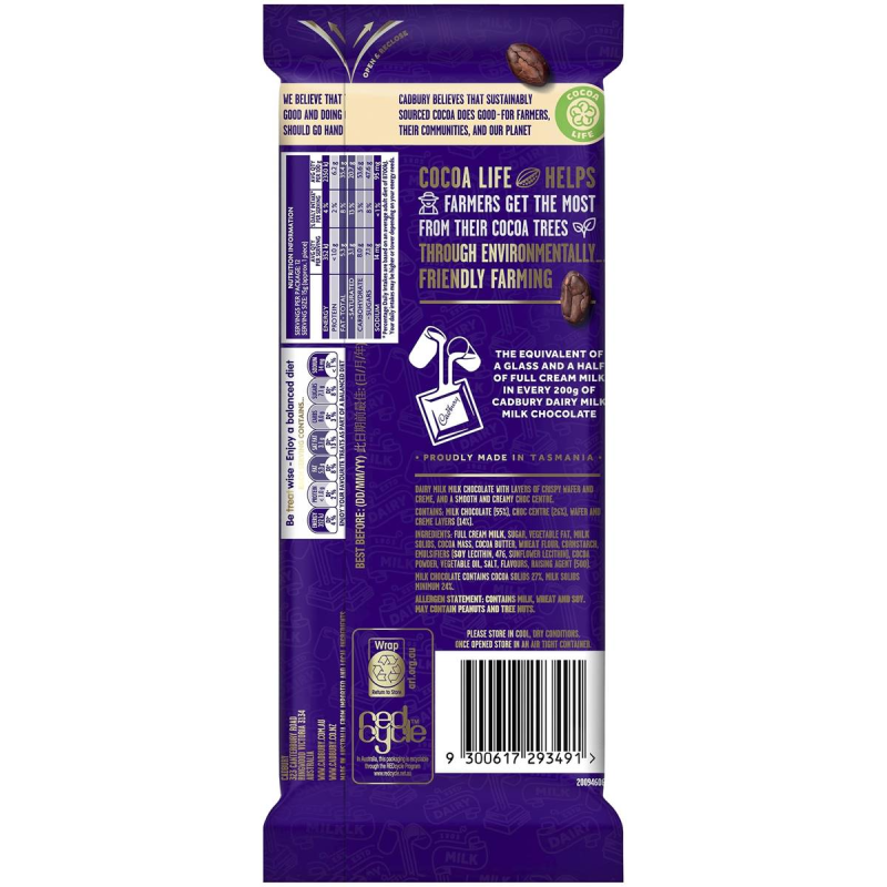 Cadbury Dairy Milk Breakaway Crispy Wafers Chocolate Block 180g