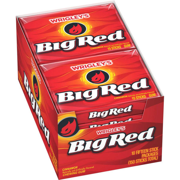 Wrigleys Big Red Cinnamon Chewing Gum 15 Pieces X 10 Pack – USA