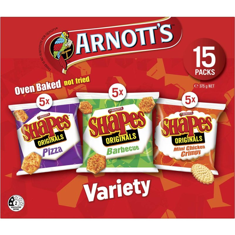 Arnotts Shapes Original Crackers Variety Box 15 Pack