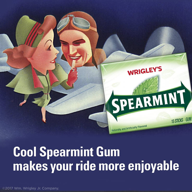 Wrigleys Spearmint Chewing Gum 15 Pieces X 10 Pack - USA