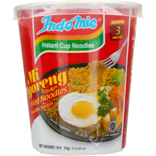 Indomie Mi Goreng Instant Cup Fried Noodles 75g X 12 Cups