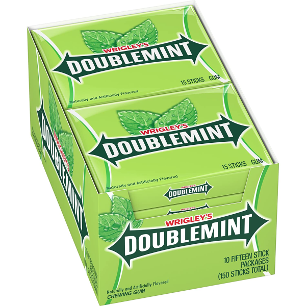 Wrigleys Double Mint Chewing Gum 15 Pieces X 10 Pack - USA