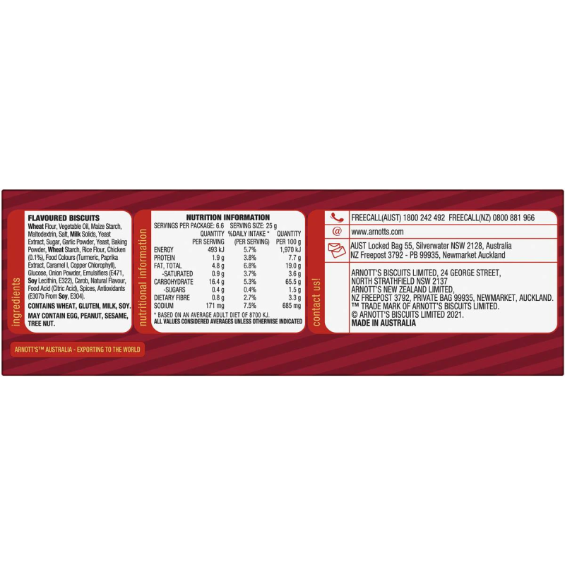 Arnotts Shapes Original Crackers Biscuits Fried Chicken Box 165g