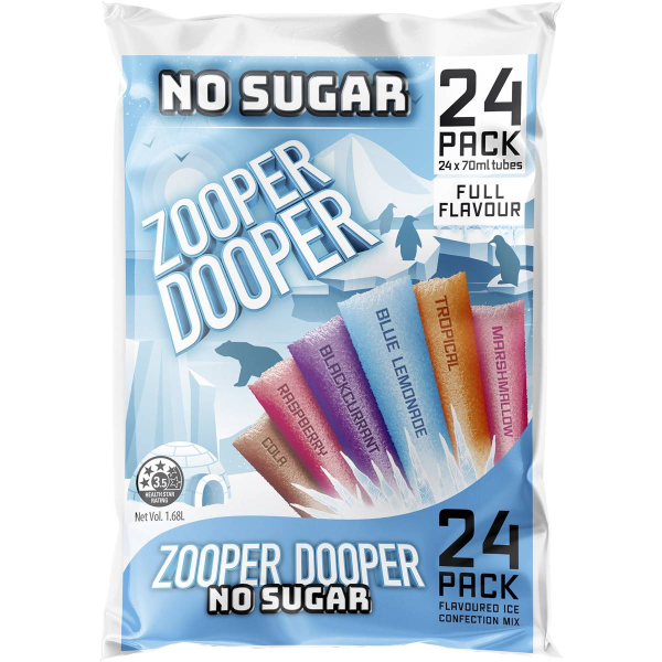Zooper Dooper No Sugar Ice Popsicles for Kids 24 Pack