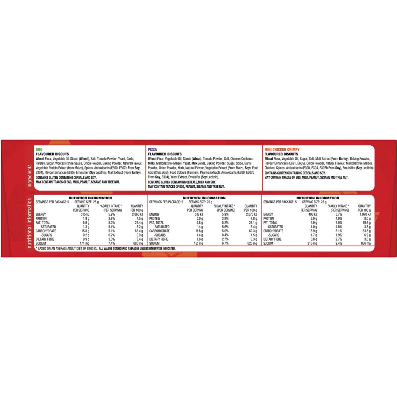 Arnotts Shapes Original Crackers Variety Box 15 Pack