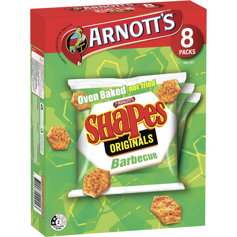 Arnotts Shapes Original Crackers Barbeque BBQ Box 8 Pack