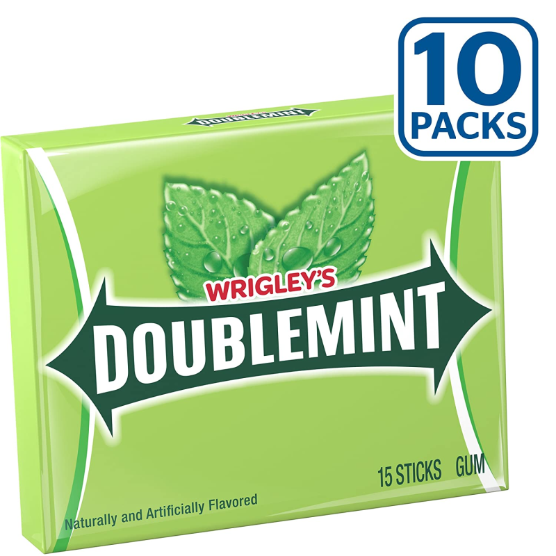 Wrigleys Double Mint Chewing Gum 15 Pieces X 10 Pack - USA