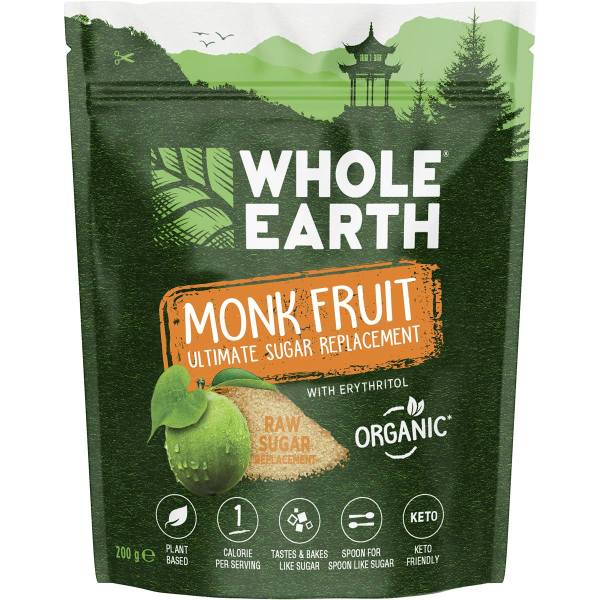 Whole Earth Monk Fruit Organic Raw Sugar Replacement Powder 200g