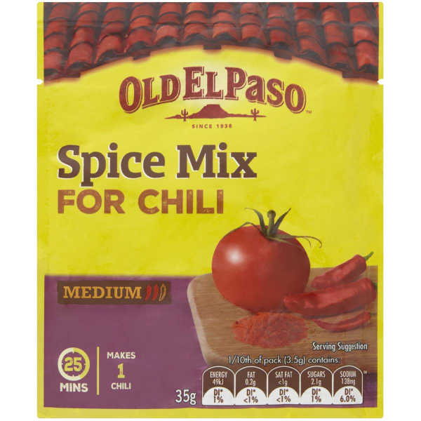 Old El Paso Medium Chilli Spice Mix Mexican Seasoning 35g