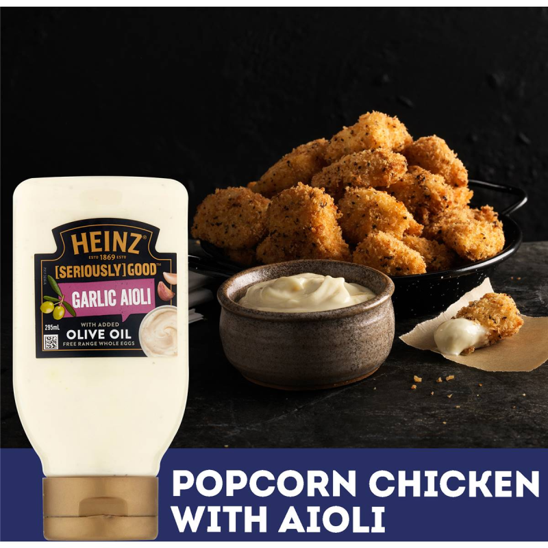 Heinz Seriously Good Garlic Aioli and Olive Oil Mayonnaise Mayo 295ml