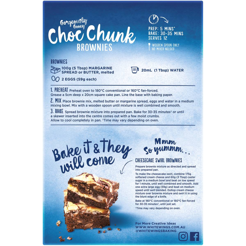 White Wings Chocolate Chunk Brownies Baking Mix 475g