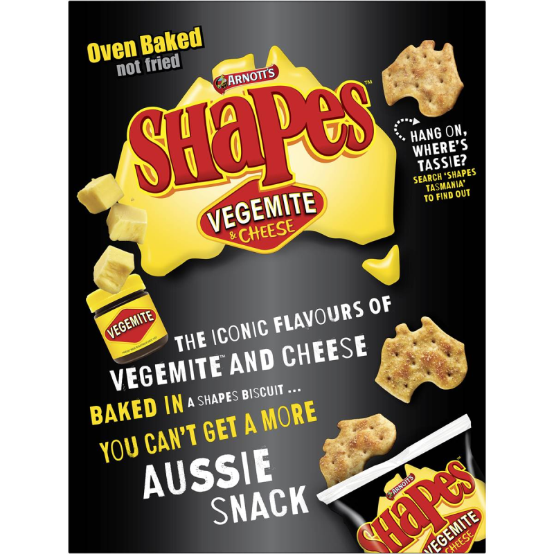 Arnotts Shapes Original Crackers Vegemite and Cheese Box 8 Pack