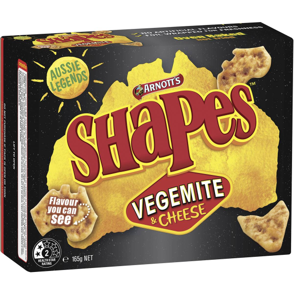 Arnotts Shapes Original Crackers Biscuits Vegemite and Cheese Box 165g
