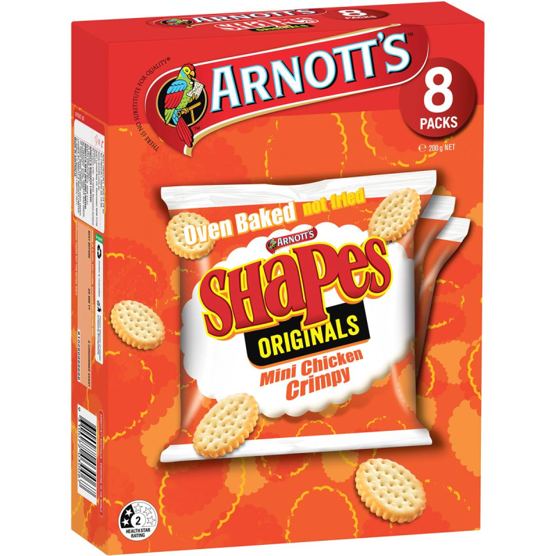 Arnotts Shapes Original Crackers Chicken Crimpy Box 8 Pack