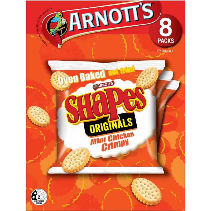 Arnotts Shapes Original Crackers Chicken Crimpy Box 8 Pack