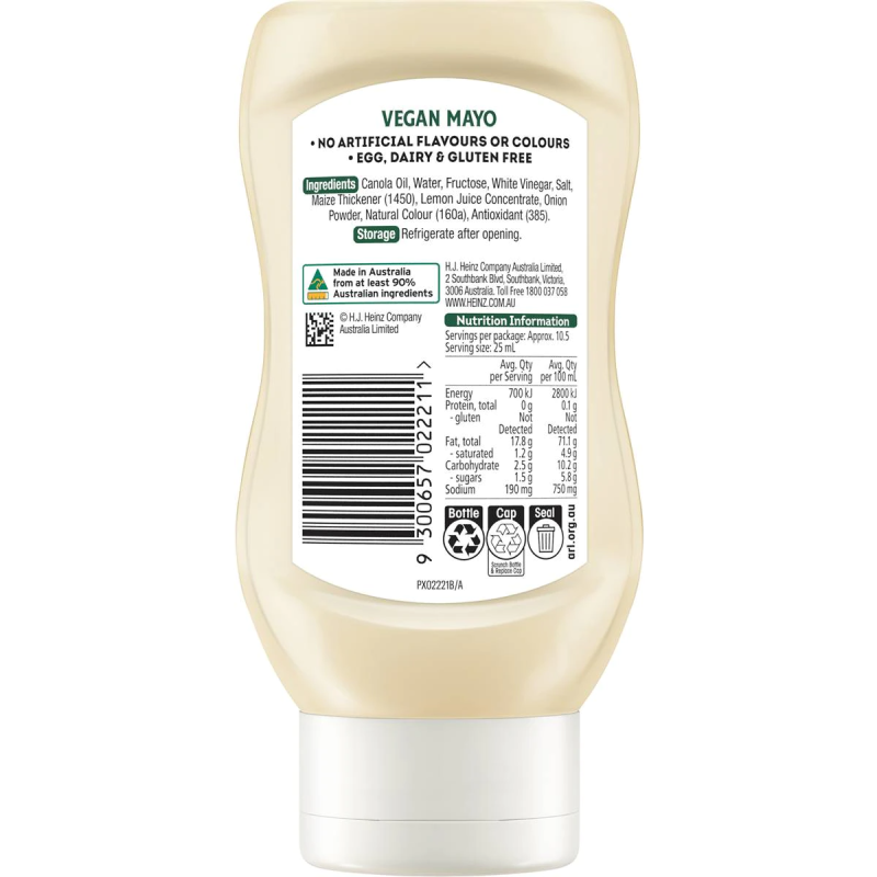 Heinz Seriously Good Vegan Mayonnaise Mayo 270ml