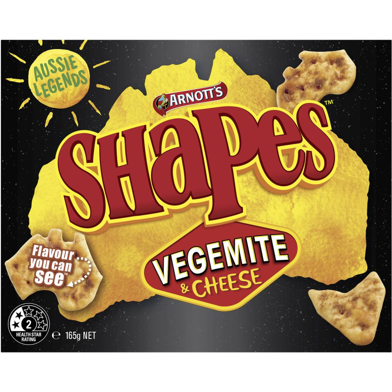 Arnotts Shapes Original Crackers Biscuits Vegemite and Cheese Box 165g