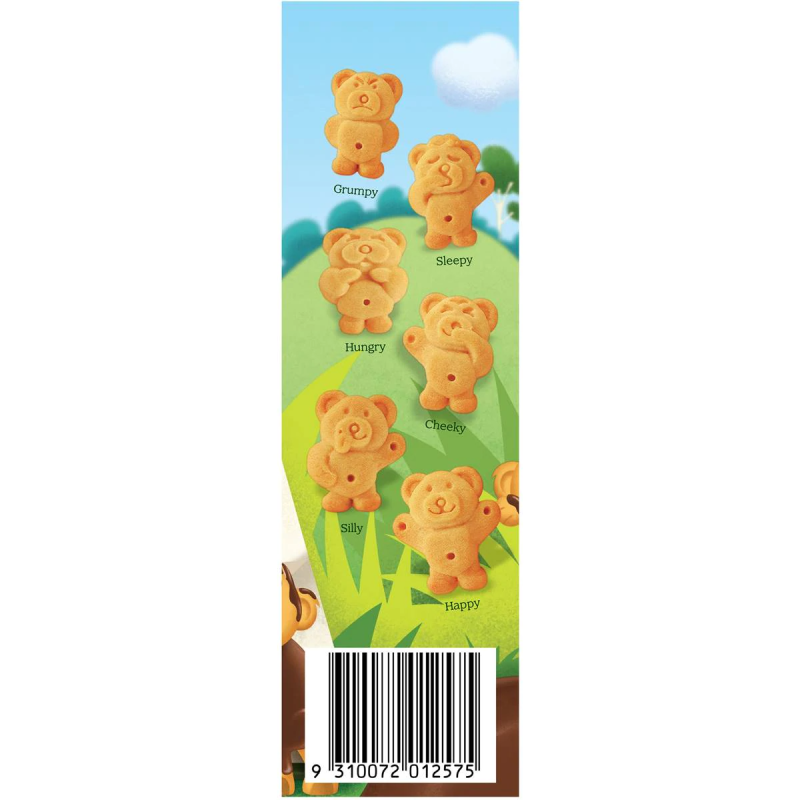 Arnotts Tiny Teddy Teddies Biscuits Half Coated Milk Chocolate Snack Box 200g