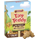 Arnotts Tiny Teddy Teddies Biscuits Half Coated Milk Chocolate Snack Box 200g