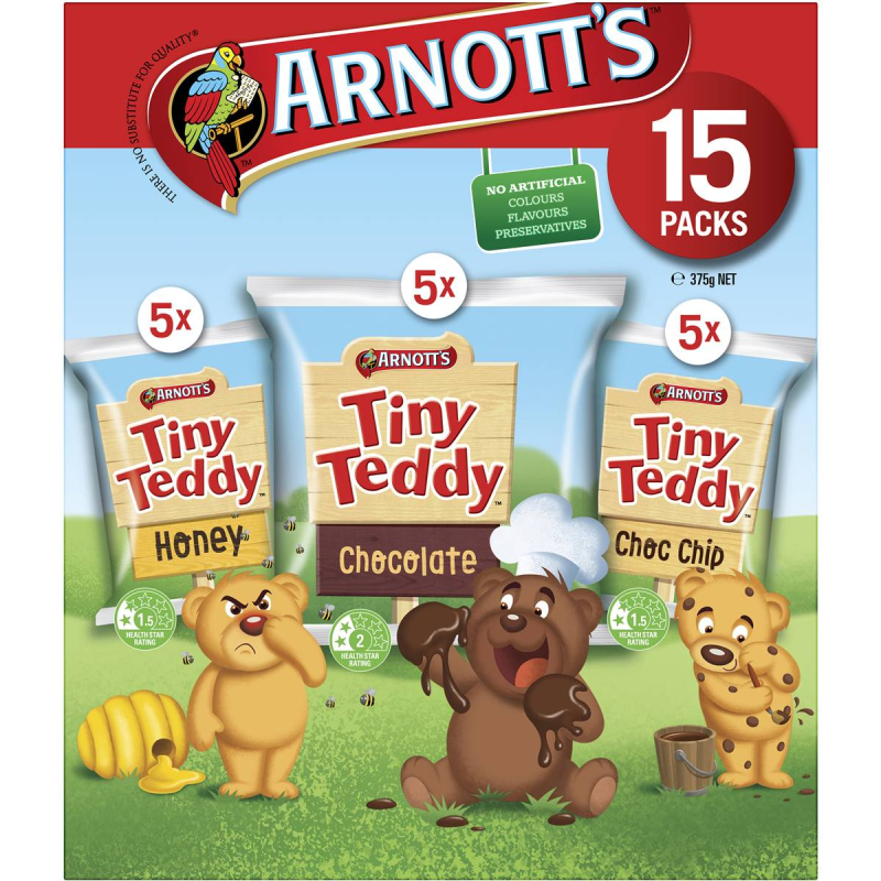 Arnotts Tiny Teddy Teddies Biscuits Variety Box 15 Pack