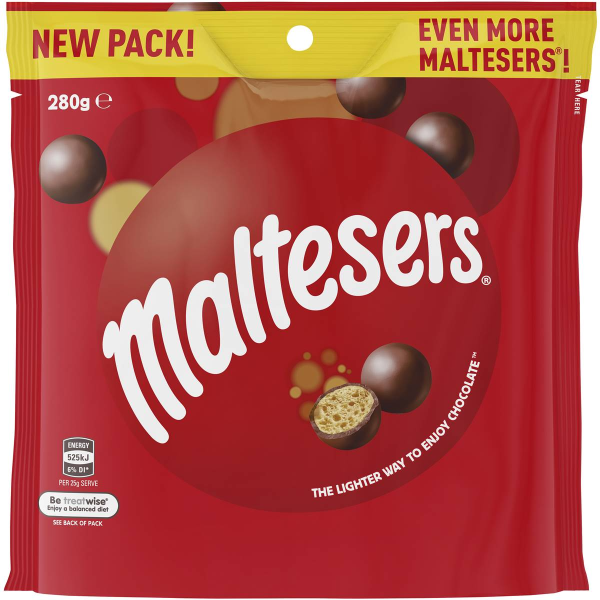 Maltesers Milk Chocolate Crunchy Balls Large Pouch 280g