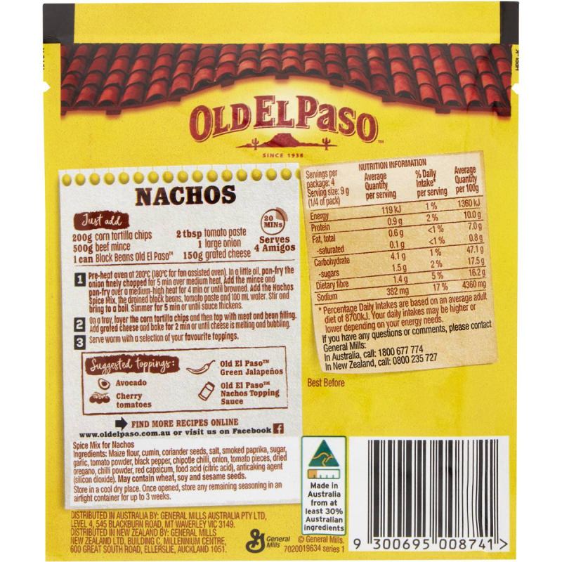 Old El Paso Original Spice Mix for Nachos Mexican Seasoning 30g