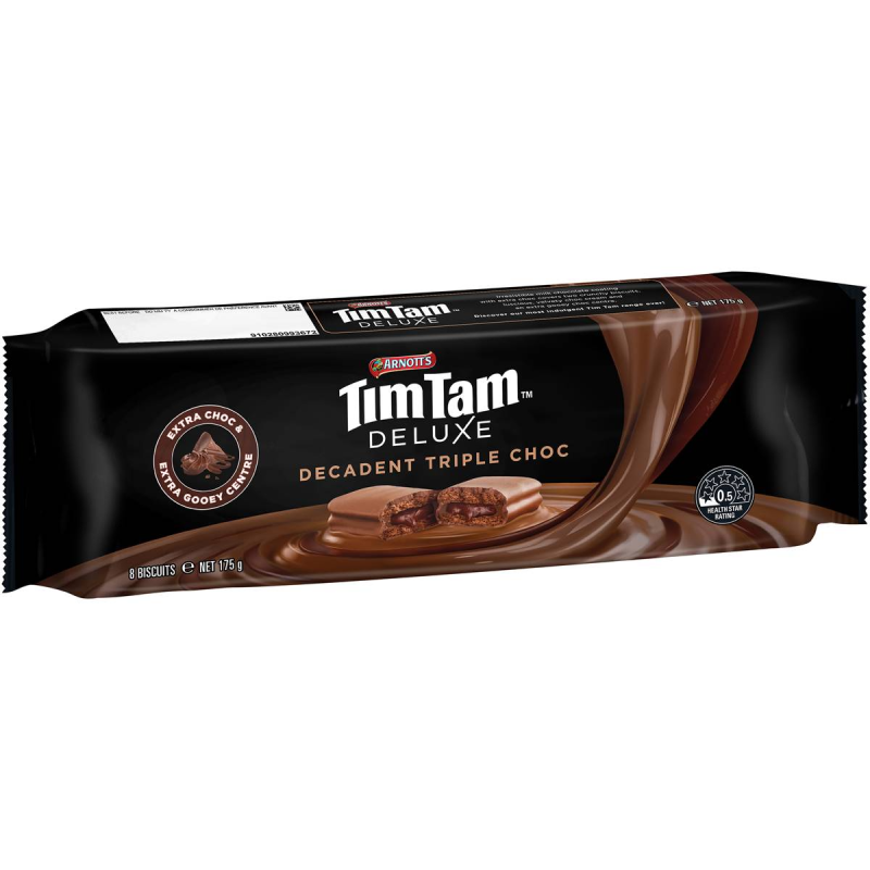 Arnotts Tim Tam Deluxe Decadent Triple Choc Chocolate Biscuits 175g