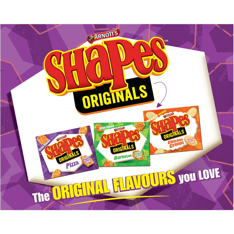 Arnotts Shapes Original Crackers Biscuits Pizza Box 190g
