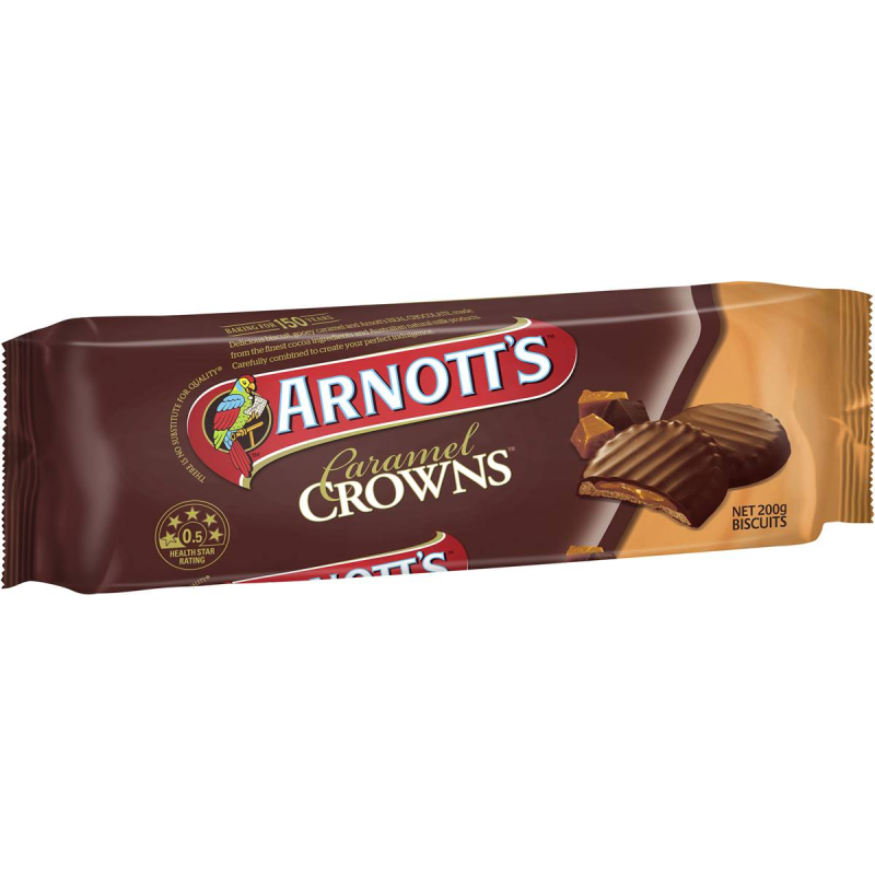 Arnotts Caramel Crowns Chocolate Biscuits 200g