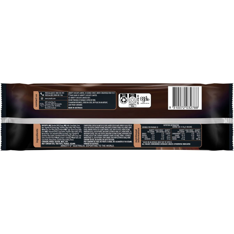 Arnotts Tim Tam Deluxe Decadent Triple Choc Chocolate Biscuits 175g