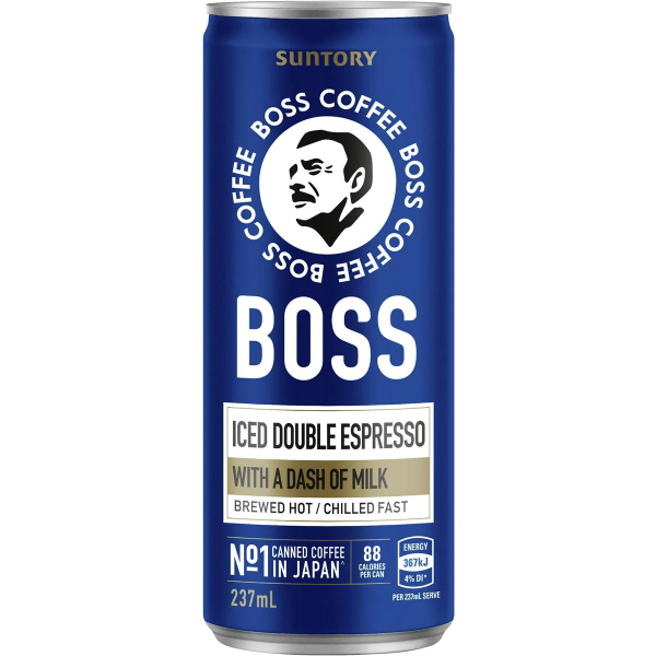 Suntory Boss Coffee Iced Double Espresso Cans 237ml X 4 Pack