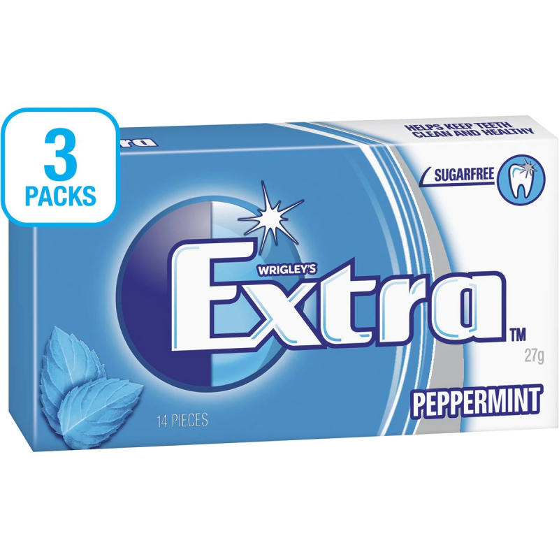 Wrigleys Extra Chewing Gum Peppermint 14 Pieces X 3 Pack