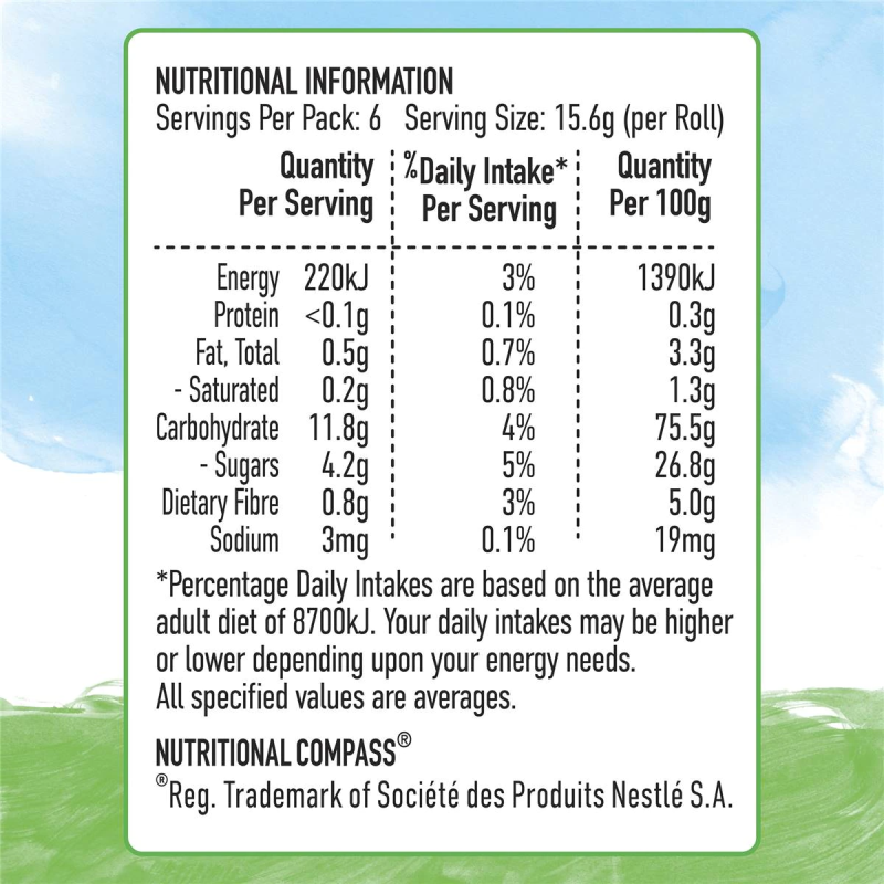 Uncle Tobys Roll Ups Strawberry Kids Fruit Chewy Snacks 6 Pack