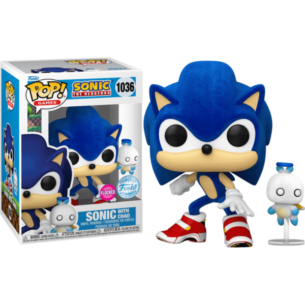 Sonic the Hedgehog Sonic With Chao Flocked Pop! Vinyl #1036