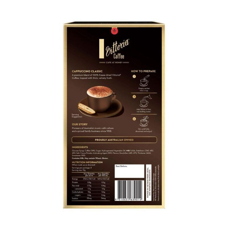 Vittoria Coffee Classic Cappuccino Sachets 8 Pack