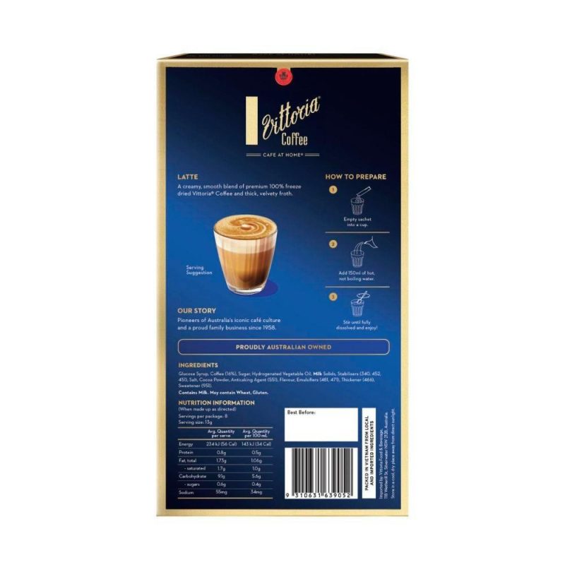 Vittoria Coffee Latte Sachets 8 Pack