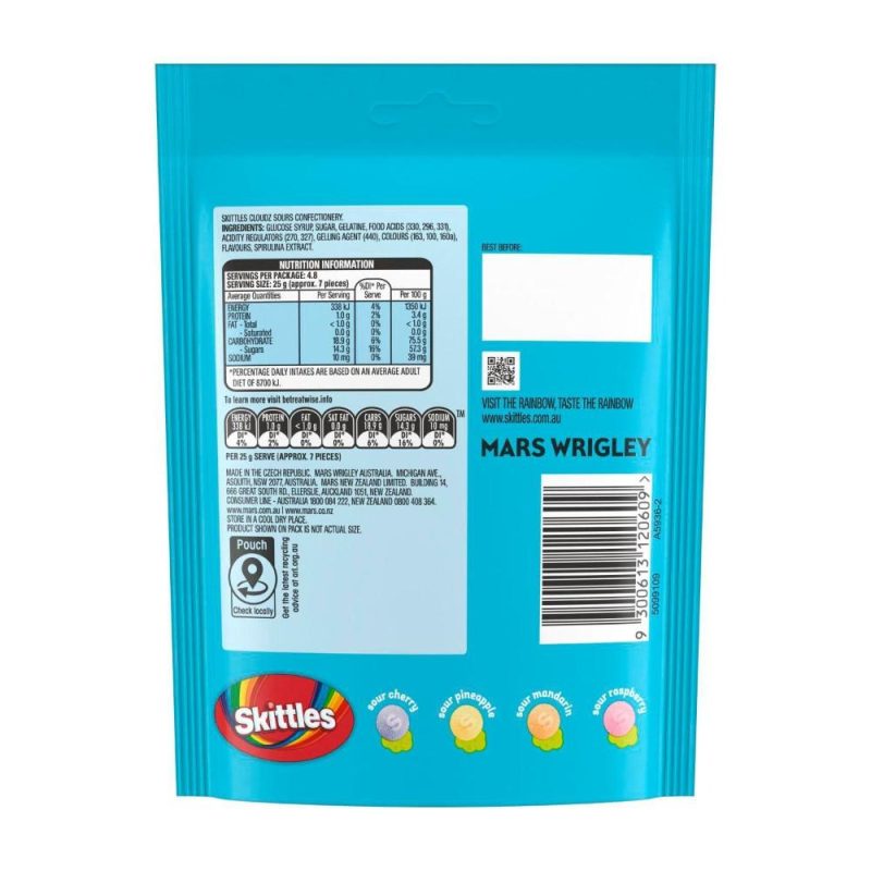 Skittles Sour Cloudz Fruits Chewy Lollies 120g