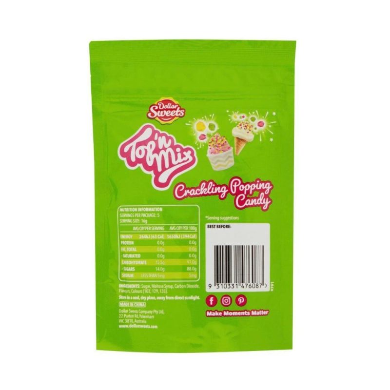 Dollar Sweets Top N Mix Crackling Popping Candy Sprinkles Cake Decoration 80g
