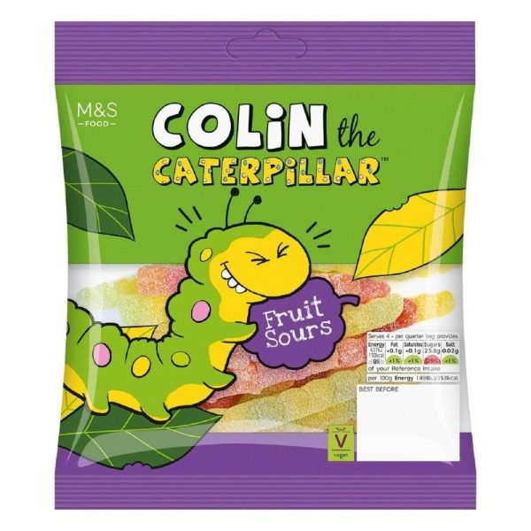 M&S Colin The Caterpillar Fruit Sours Gummies Candy Bag 170g