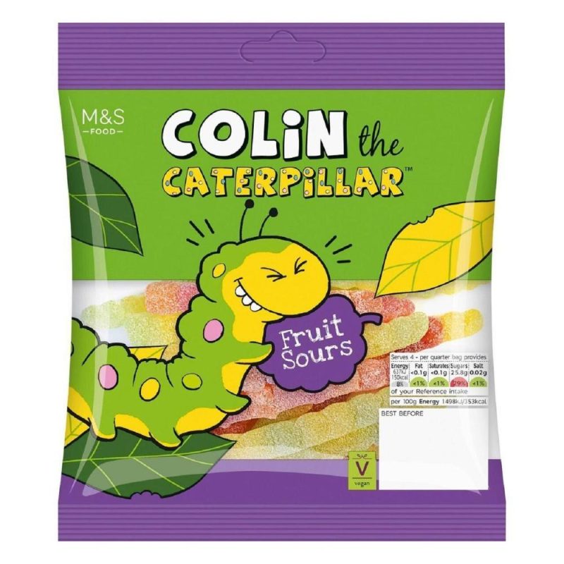 M&S Colin The Caterpillar Fruit Sours Gummies Candy Bag 170g