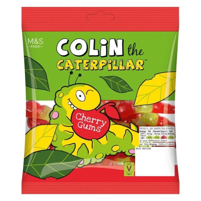M&S Colin The Caterpillar Cherry Gums Gummies Candy Bag 170g