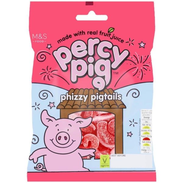 M&S Percy Pig Phizzy Pigtails Gummies Candy Bag 170g