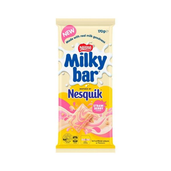 Nestle Milkybar Nesquik Strawberry White Chocolate Block 170g