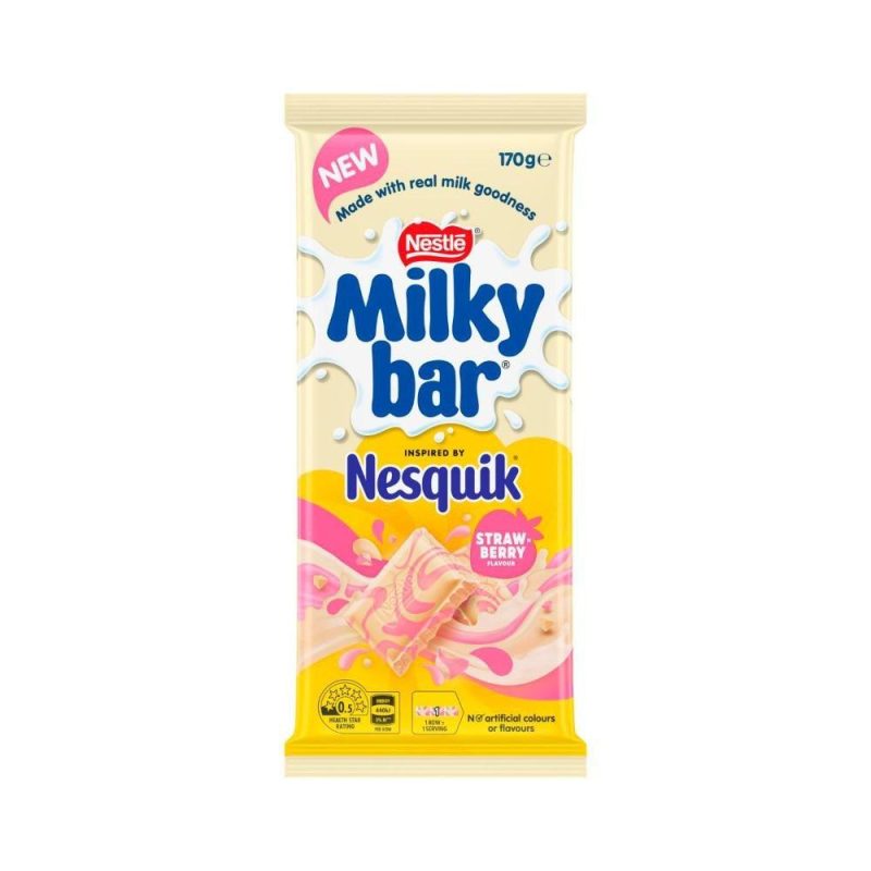 Nestle Milkybar Nesquik Strawberry White Chocolate Block 170g