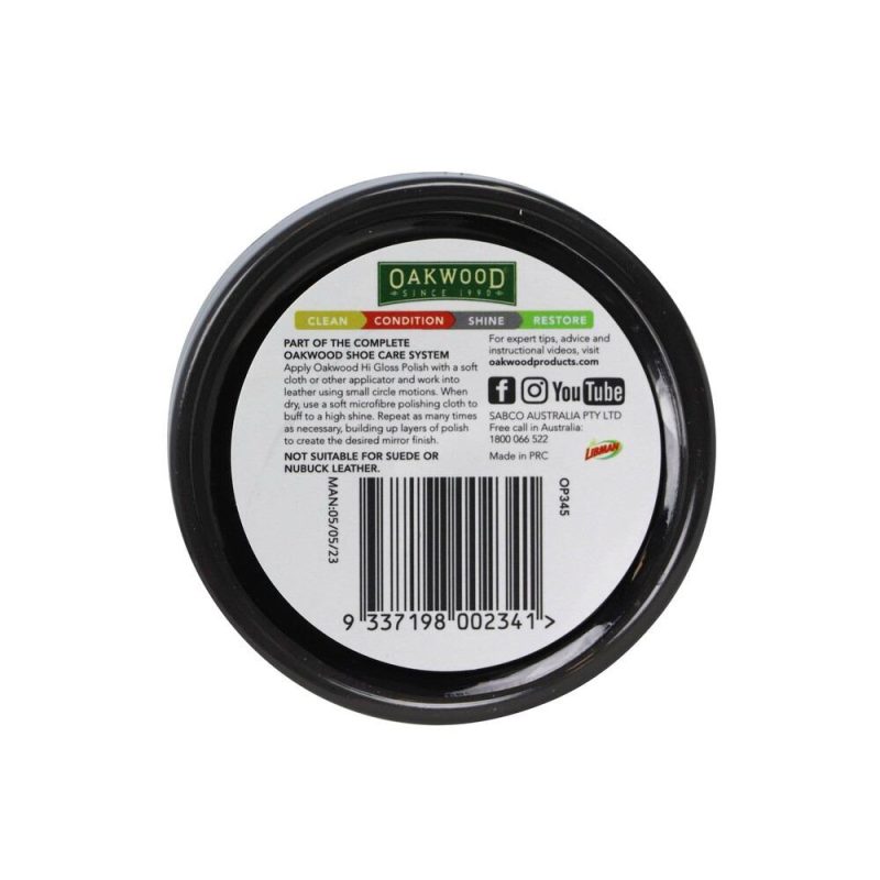 Oakwood High Gloss Shoe Polish Black 65g