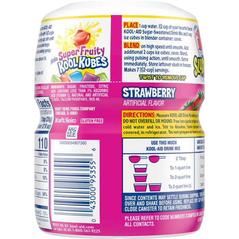 Kool Aid Instant Drink Mix Powder Strawberry Flavour Tub 538g