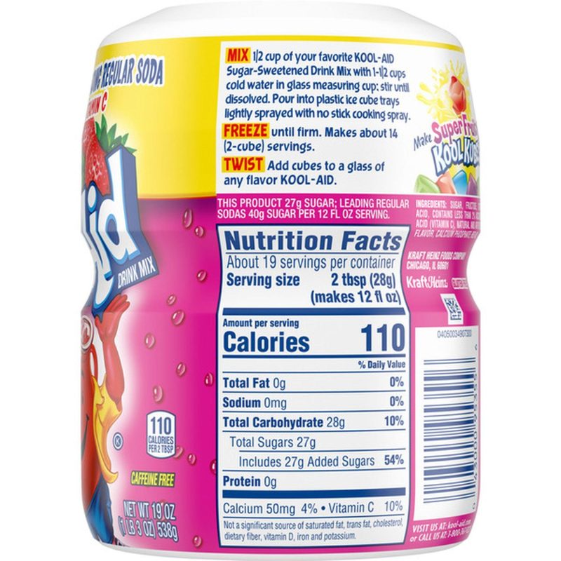 Kool Aid Instant Drink Mix Powder Strawberry Flavour Tub 538g