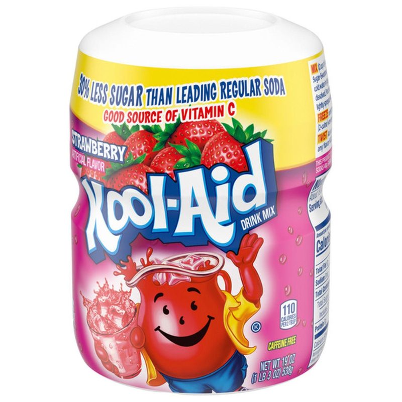 Kool Aid Instant Drink Mix Powder Strawberry Flavour Tub 538g