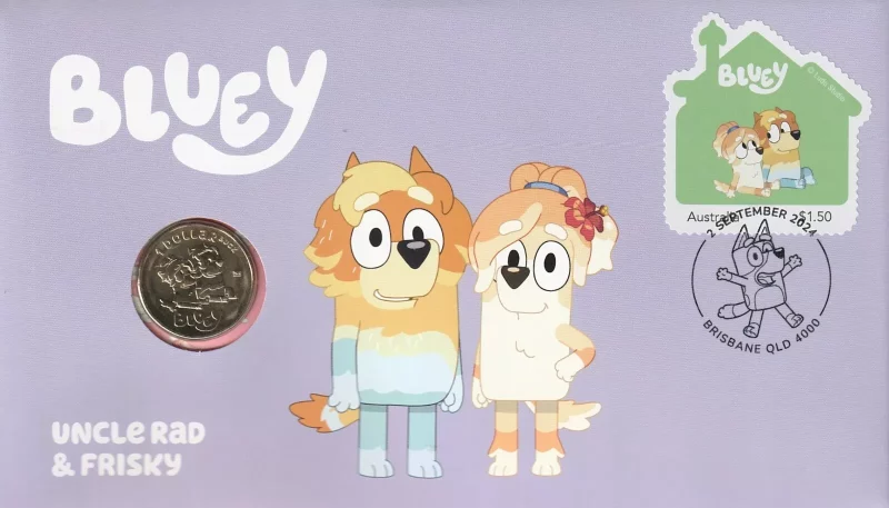 Bluey PNC $1 One Dollar Gold Coin 2024 Uncle Rad & Frisky